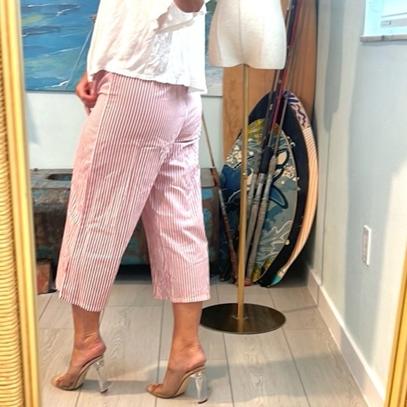 Myra Bag,ADORABLE Red/White Striped Cropped Pants,Elastic-Waist,Nautical,Size S - Picture 13 of 13